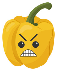 Sticker yellow pepper with kawaii emotions. Flat illustration of a pepper with emotions without background.
