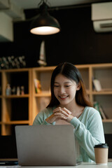 Beautiful Asian woman is a businesswoman who leads a new generation of startups, a woman who runs and manages a business plan to build confidence and stability in business, woman-led business concept.