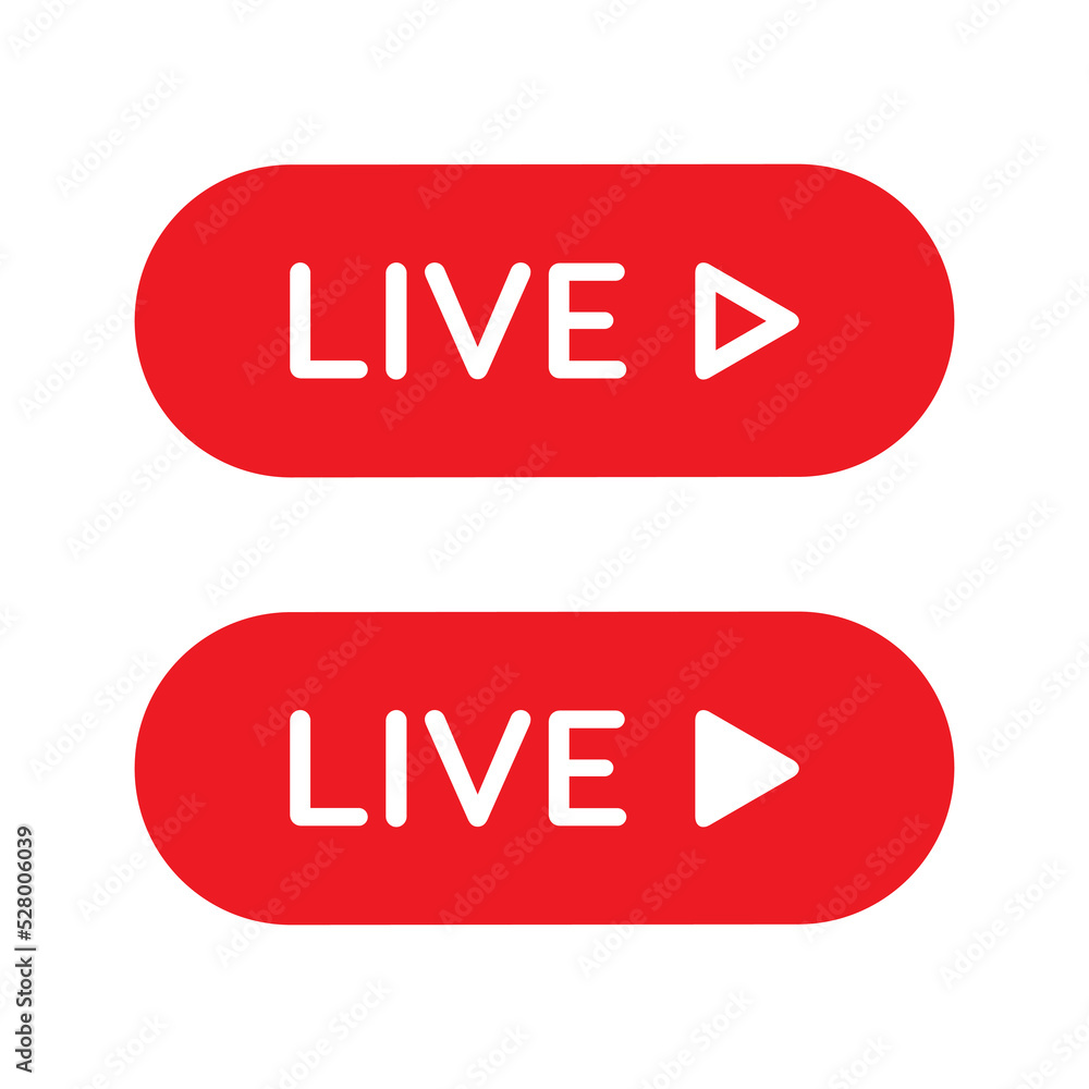 Poster live streaming video button icon vector in flat style. social media elements