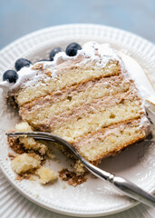 burnt meringue birthday cake with blueberries sweet torte vanilla cake happy feels peace of cake 
