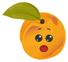 Stickers orange apricot with kawaii emotions. Flat illustration of an apricot with emotions without background.