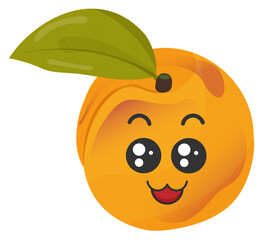 Stickers orange apricot with kawaii emotions. Flat illustration of an apricot with emotions without background.