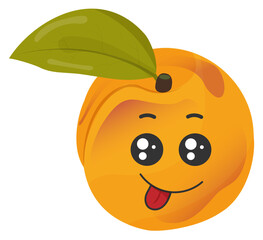 Stickers orange apricot with kawaii emotions. Flat illustration of an apricot with emotions without background.
