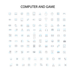 computer and game icons, signs, outline symbols, concept linear illustration line collection