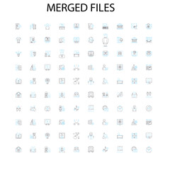 merged files icons, signs, outline symbols, concept linear illustration line collection