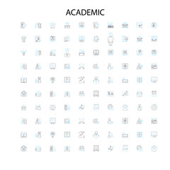 academic icons, signs, outline symbols, concept linear illustration line collection