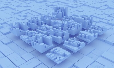 Urbanistics. Model of the district of the modern city. Metaphor of a modern metropolis from a bird's eye view. Background and texture.3d render