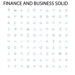 finance and business solid icons, signs, outline symbols, concept linear illustration line collection