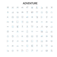 adventure concept icons, signs, outline symbols, concept linear illustration line collection