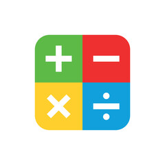Fototapeta premium Calculator icon. Set of mathematical symbols: plus, minus, multiplication, division, equals. Isolated vector illustration on a white background.