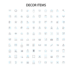 decor items icons, signs, outline symbols, concept linear illustration line collection