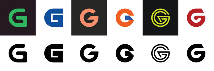 Set of letter G. icon design. template elements. geometric abstract logos