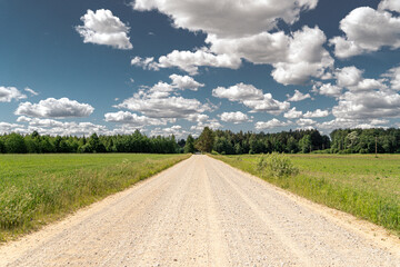 Latvian countryside gravel road.