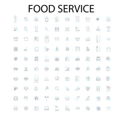food service icons, signs, outline symbols, concept linear illustration line collection