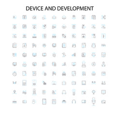 device and development icons, signs, outline symbols, concept linear illustration line collection