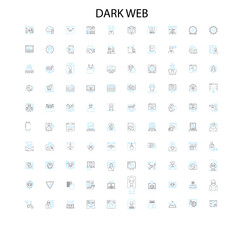 dark web icons, signs, outline symbols, concept linear illustration line collection