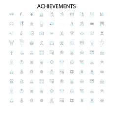 achievements icons, signs, outline symbols, concept linear illustration line collection
