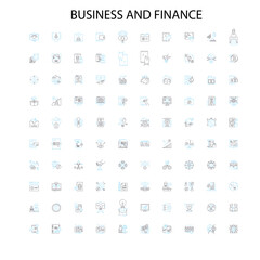 business and finance icons, signs, outline symbols, concept linear illustration line collection