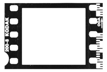 separated analog 35mm film strip frame black an white with scale and grain and damage isolated