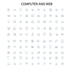 computer and web icons, signs, outline symbols, concept linear illustration line collection