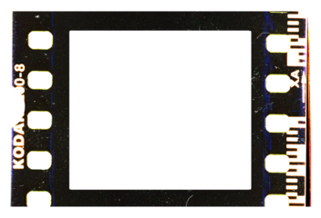 separated analog 35mm film strip frame color film with scale and grain and damage isolated