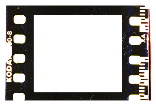 separated analog 35mm film strip frame color film with scale and grain and damage isolated