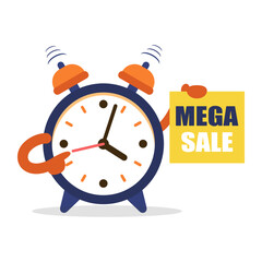 Last minute offer. Mega sale banner with timer for sale promotion. marketing strategies. vector illustration.