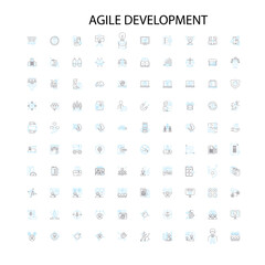 agile development icons, signs, outline symbols, concept linear illustration line collection