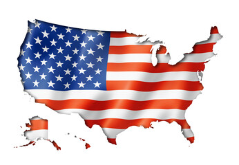 United States flag map isolated