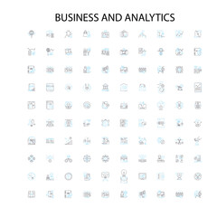 business and analytics icons, signs, outline symbols, concept linear illustration line collection