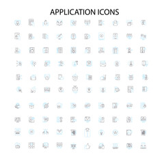 app icons, signs, outline symbols, concept linear illustration line collection