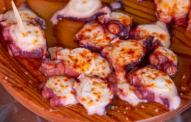 Pulpo á Feira, traditional recipe for cooking octopus in Galicia, Spain.