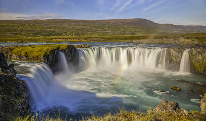 Godafoss waterfall and rainbow, Iceland