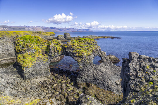 view of the coast with cliffs of the sea, Arnastapi, Iceland