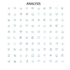 analysis concept icons, signs, outline symbols, concept linear illustration line collection