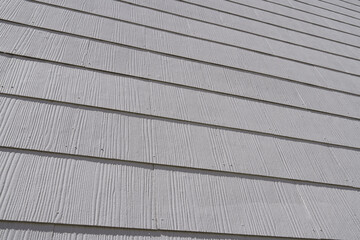 House facade with corrugated structured panels in white      