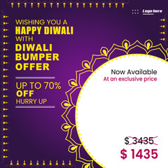 Diwali Bumper sale offer template banner. happy Diwali decorative Poster. banner.