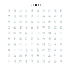budget icons, signs, outline symbols, concept linear illustration line collection