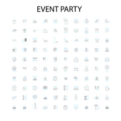 event party icons, signs, outline symbols, concept linear illustration line collection