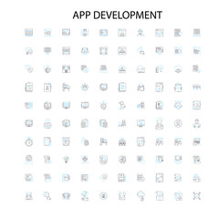 app development concept icons, signs, outline symbols, concept linear illustration line collection