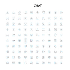 chat icons, signs, outline symbols, concept linear illustration line collection