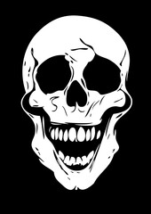 halloween skull with roses vector illustration