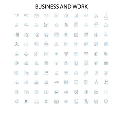 business and work icons, signs, outline symbols, concept linear illustration line collection