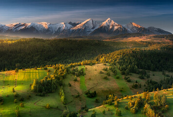 Autumn under the Tatars. View from Osturni, Slovakia, to Spiš and mountains. Colors and colors of...