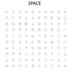 space icons, signs, outline symbols, concept linear illustration line collection