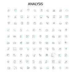 analysis icons, signs, outline symbols, concept linear illustration line collection