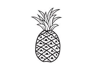 pineapple icon vector. line art hand drawing.