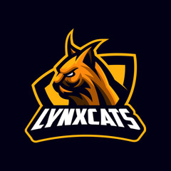Lynx Cat logo illustration sport and e sport mascot logo, vector animal sports team logo
