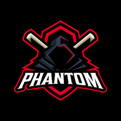 Phantom logo illustration sport and e sport mascot logo, vector animal sports team logo