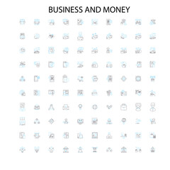 business and money icons, signs, outline symbols, concept linear illustration line collection